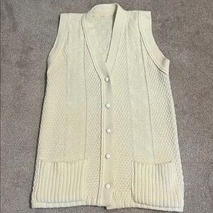 Vintage Cream Cable Knit Women's Knit Sweater Vest